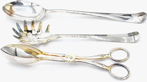 WM Rogers Serving Utensils Spoon Salad Tongs Pasta Server Silver Dinner Party - Picture 1 of 6