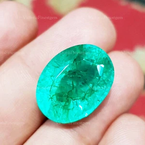 Anillo con forma ovalada esmeralda verde creado en laboratorio de 19,85 Crt tamaño piedra preciosa suelta - Imagen 1 de 5