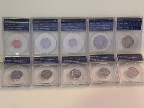 2017 S  ANACS-EU 70 ENHANCED UNCIRCULATED SET. DENVER ANA RELEASE. # 447of 1863 Cover