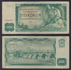 Geldschein Tschechoslowakei 100 Korun (Mensch) 1961 P 91g BB / VF - Picture 1 of 1