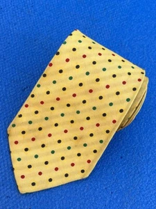Authentic Paul Smith London Polka Dot Design On Yellow 100% Silk Necktie Tie - Picture 1 of 15