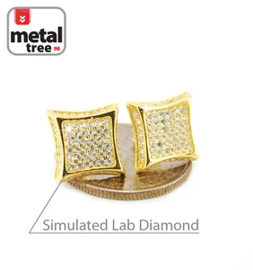 Pendientes de tachuelas laterales de circonio circular con forma de cometa de plata 925 de oro 14 K para hombre - Imagen 1 de 11