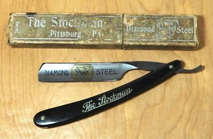 Antiker NSF vergoldeter Diamantstahl gerader Rasierer The Stockman Germany - Bild 1 von 3
