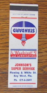 CUBIERTA DE CERILLAS DE GASOLINERA ESTÁNDAR JOHNSON: KEY WEST, FLORIDA MATCHCOVER -B22 - Imagen 1 de 2