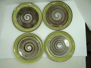 Santa Anita Ware Vreni Spiralen braun gelb Speiseteller 4er Set Mängel - Bild 1 von 12