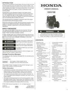 Honda GSV190 Engine Owners Manual : 31Z8EA13 - Bild 1 von 1