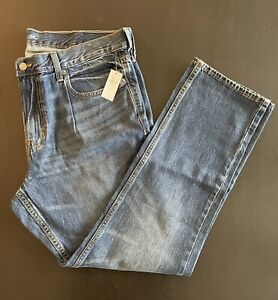 Old Navy Mens 38x30 Slim Fit Dark Wash Blue Denim Straight Jeans NWT