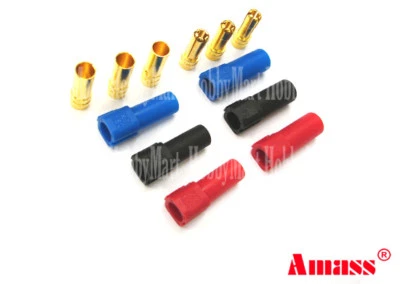 XT150 Amass 6mm Golden Bullet Connector Plug (Red/Black/Blue, Male/Female) 1 Set - Image 1 of 4