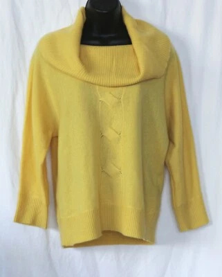 JONES NEW YORK Yellow Cashmere Cowl Nck Swtr 37 In Chest 23.5 In Long Sz M EXC - Image 1 of 3