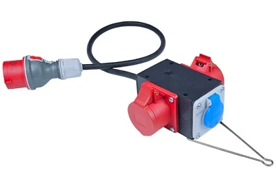 Starkstrom Adapter 16A auf 16A mit Schuko, 380V und 230V Baustromverteilerm 0,5m - Bild 1 von 4