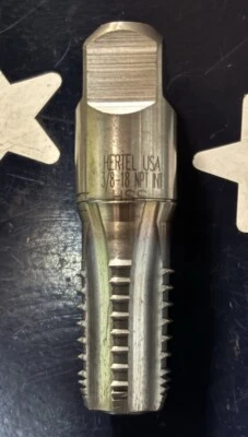 HERTEL 3/8-18 NPT Pipe Tap HSS INT 5FL USA    3/8”  -18tpi      ONE TAP - Image 1 of 4