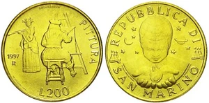 1997 SAN MARINO 200 LIRE LE ARTI "PITTURA" 150 SECOLI DI COMUNICAZIONE - Foto 1 di 1