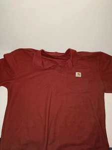Vintage Red Carhartt T Shirt, Chest Pocket and Collar With Buttons - Picture 1 of 4