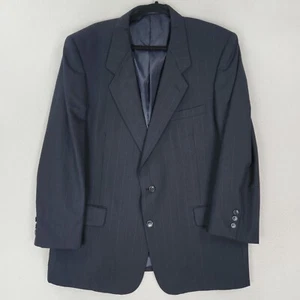 Albert Nipon Jacket Mens 46R Navy Blue Pinstripe Parisian Wool Blazer Suit Coat - Picture 1 of 17