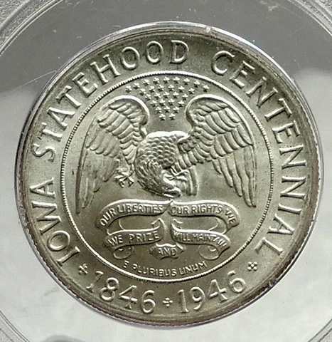 1946 IOWA OLD CAPITAL BUILDING Commemorative Silver Half Dollar Coin PCGS i76436 Cover