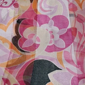 Floral Print Scarf Lightweight Sheer Pink Orange Black 60x13" - Picture 1 of 4