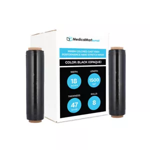 8 rollos 47 Ga 18" x 1500' negro palet película elástica manual envoltura retráctil de plástico - Imagen 1 de 7