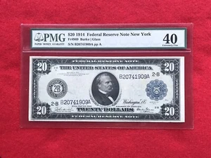 FR-969 1914 Series $20 New York Federal Reserve Note "Burke-Glass *PMG 40 XF* - Picture 1 of 2