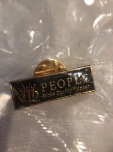 People make quality happen black gold tone enamel lapel pin - Picture 1 of 5