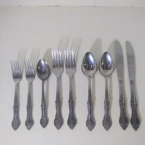 Marseilles Stainless Flatware Made in Japan Set of 9 Mixed Lot Floral Rose - Picture 1 of 5