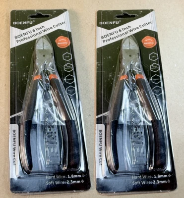 2 Heavy Duty 6 in Flush Cut Diagonal Wire Cutters w Spring Action Boenfu BF-22 - Image 1 of 4