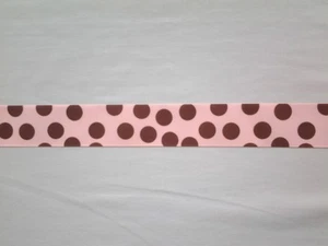 5 YARDS - 1,5" - 1 1/2" Rosa mit zufälligen braunen Punkten Ripsband - Bild 1 von 1