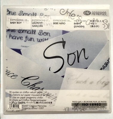 Creative Memories Expressions of Baby Boy 30 цитат шифоновое пергамент для скрапбукинга - Изображение 1 из 2