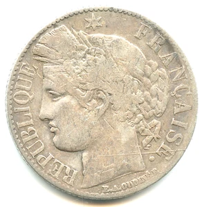 1 franc argent Cérès 1887 A n°5795 - Imagen 1 de 2