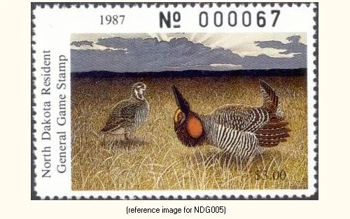 HALFPRICEHUNT North Dakota General Game Stamp 1987 $3.00 - Image 1 of 1