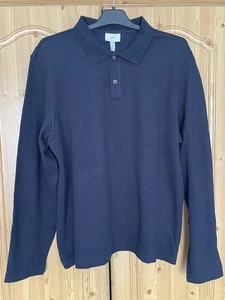 H&M, Herren Poloshirt Struktur Waffelmuster, dunkelblau, Langarm, Gr. L, neu. - Bild 1 von 6