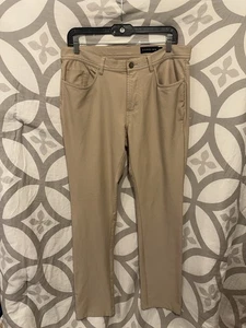 Dunning Golf Pants Mens 33 x 30 * Tan Khaki Slim Straight Performance Stretch - Picture 1 of 10
