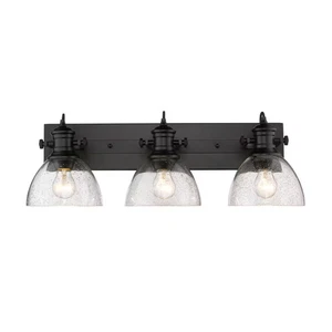 Golden Hines 3-Light Bathroom Vanity Light in Black - Picture 1 of 2