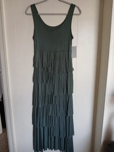 Vestido Largo Verde Suave Surroundings Volantes en Niveles Talla Pequeña Mediana Lagenlook NUEVO - Imagen 1 de 11