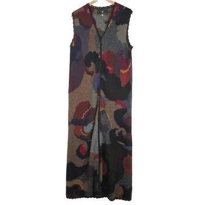 Raro CONEXIÓN PERUANA Maxi Suéter Chaleco Alpaca Talla L Botón Abstracto Artístico Usado en Excelente Condición Foto 1 de 4