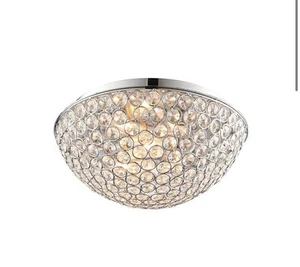 Chryla 3 Lights Clear Faceted Crystals Flush Ceiling Light In Chrome RPP 75£ - Picture 1 of 4