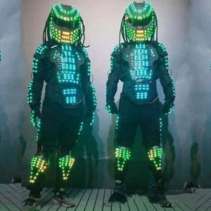 Costume Robot LED Costume DJ Party Show Halloween Telecomando Luce Luminosa Abbigliamento - Foto 1 di 5