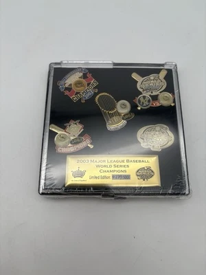 Vintage Aminco MLB 2003 World Series Champions Marlins Yankees Pin Set Sealed # - Image 1 of 3