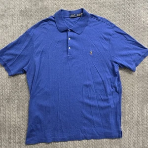 Polo Ralph Lauren Polo Shirt Mens 2XLT Blue Pima Cotton S/S Flesh Pony - Picture 1 of 8