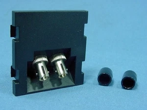 Leviton Black 2-Unit MOS Dual ST Fiber Optic 45° Coupling Jack Module 41292-2TE - Imagen 1 de 5