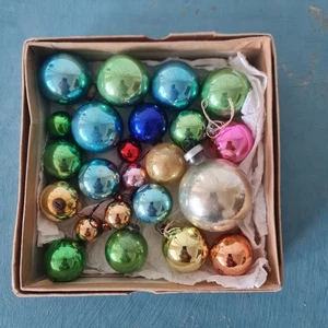 HUGE Lot 23 Vtg Miniature Mercury Glass Ornaments 1.5" Feather Tree Mixed Box - Picture 1 of 6