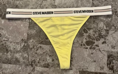 NUEVO SIN ETIQUETAS BRAGAS TANGA STEVE MADDEN GRANDES AMARILLAS LISAS LOGOTIPO GRUESO CINTURA Foto 1 de 3