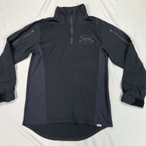 Grunt Style Tactical Shirt Mens Medium Black Quarter Zip Pockets Stretch - Picture 1 of 14