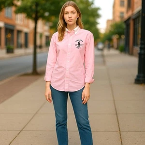 Polo Ralph Lauren donna taglia 2 maglia slim fit tennista ricamata rosa nuova con etichetta - Foto 1 di 7