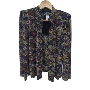 Alex Evenings 2PC Womens Floral Stretch Beaded Jacket & Tank Top Size PS - Picture 1 of 5