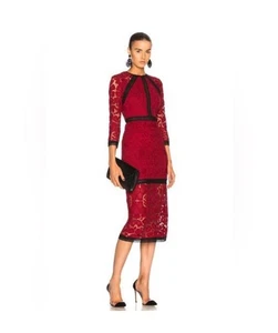 Alexis Dress Randie Dark Red Lace Midi Pencil Dress Women’s Sz L Wedding Holiday - Picture 1 of 13