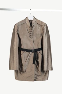 Valentino Pewter Wool-Satin Belted Military-Style Coat, Size US 8 - Bild 1 von 11
