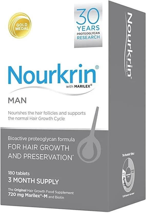 Nourkrin Tablets Man 180 Tablets 3 months supply for Men Hair Growth - Image 1 of 1