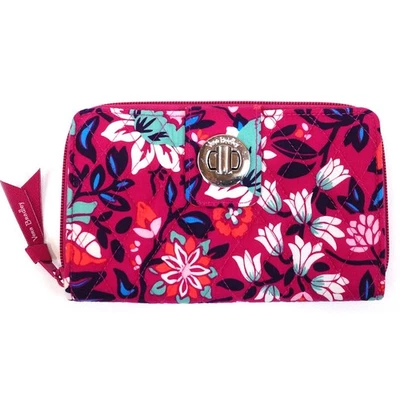 ❤️ Carteira vera bradley Bloom Berry com zíper rosa quente floral - Imagem 1 de 4