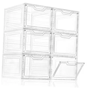 6 Pack Closet Organizers and Storage,Clear Stackable Plastic Storage Bins with - Picture 1 of 7