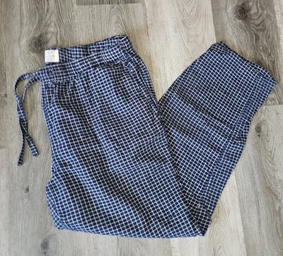 J.Crew Men's Large Navy White Plaid Check Flannel Pajama Comfy Lounge Pants - Image 1 of 4